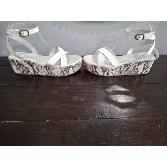NWOB Matisse Sure Thing Snakeskin White Leather Platform Sandal/Sz. 9M - Picture 5 of 11